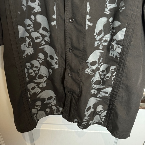 Harley Davidson Button Up Shirt Short Sleeve Mens XL Black Skulls Bar Motorcycle - Picture 5 of 14